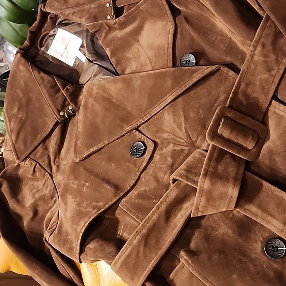 Corrin Faux Suede Trench Coat - Picture 5 of 16